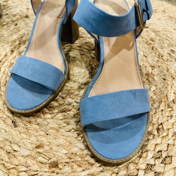 Brash Light Blue Chunk Heels - Picture 6 of 12
